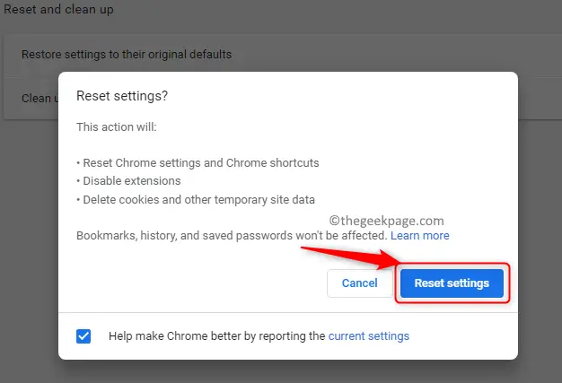 Chrome Confirm Reset Me.
