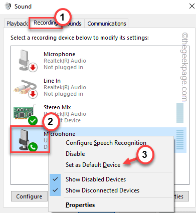 Microphone settings at least default