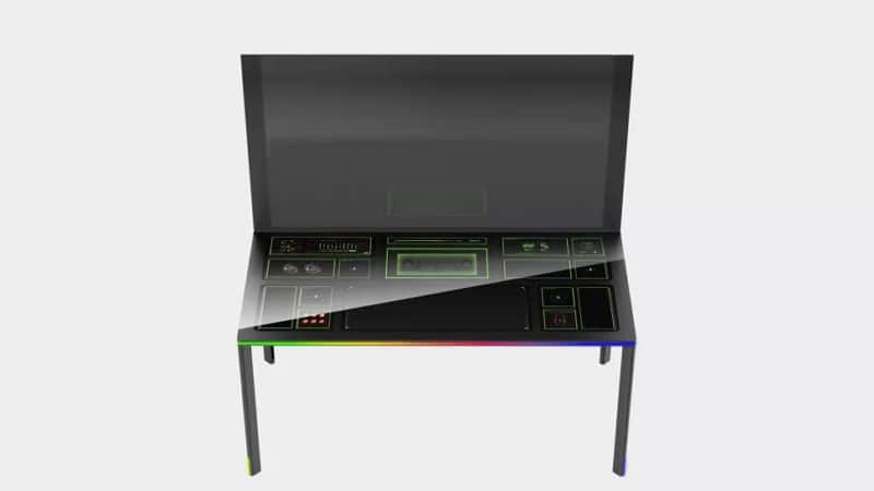 I want it ... Razer's modular desk looks like a huge gaming laptop, with legs