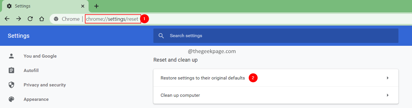 Reset settings to their original default values ​​Min.