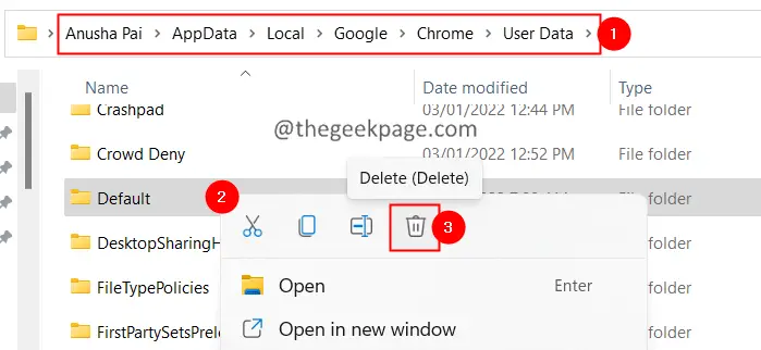Delete the default folder min