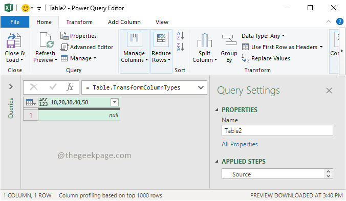 Minimal Power Query Editor