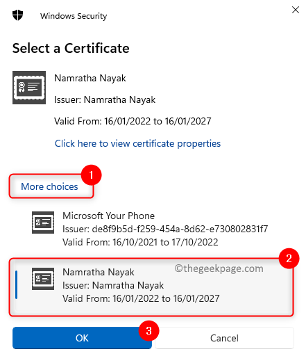 Windows Securiyt Select signing certificate Min.