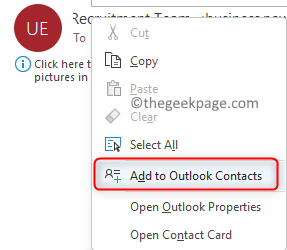 Add to minimal Outlook Contacts