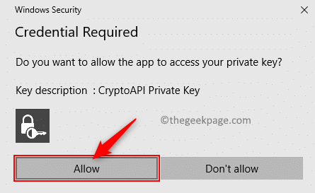 Windows Security Allow app to access private key Min