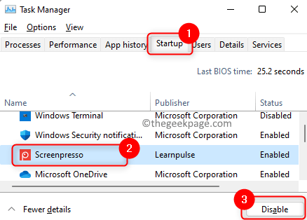 Task manager Disable startup items Min.