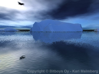 Screenshot der Glaze3D-Techdemos: Eisberg