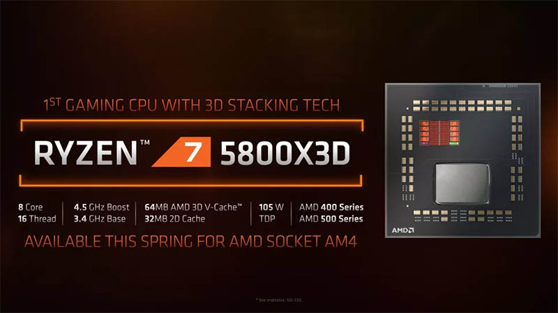 AMD explains why the Ryzen 7 5800X3D will be the only Zen3D CPU for desktop, "it is the ideal model for gamers"
