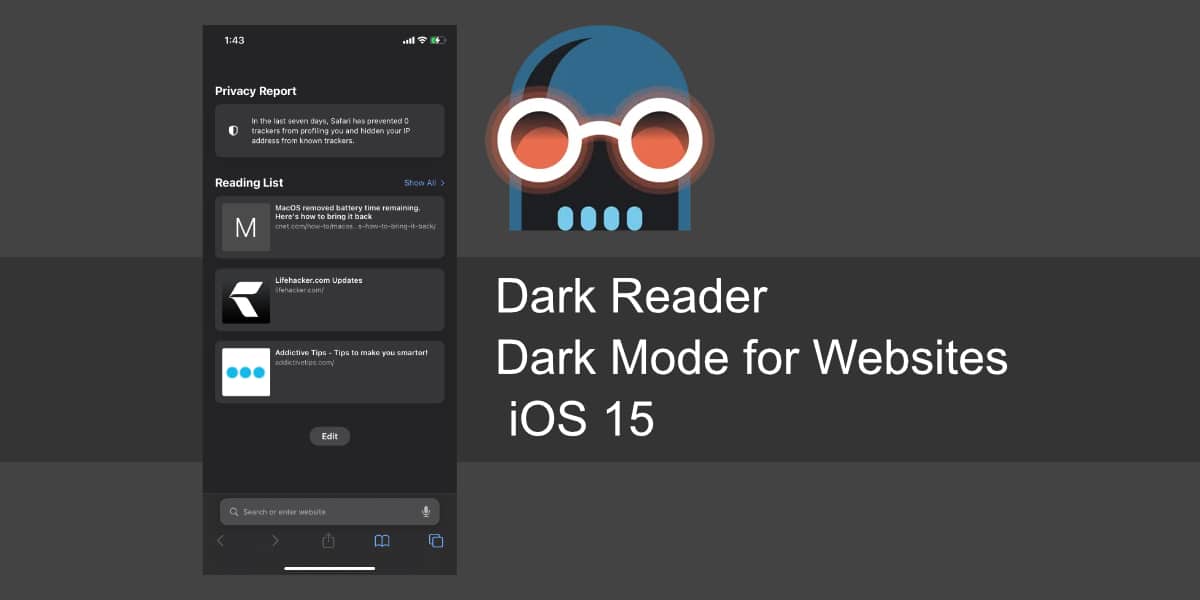 How to use Dark Reader to activate dark mode for all websites in iOS 15