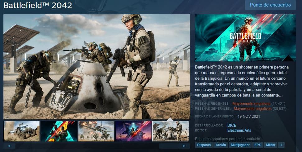 Battlefield 2042 valoraciones en Steam