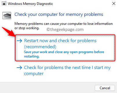 Windows Memory Doagnostic Reboot Now Min