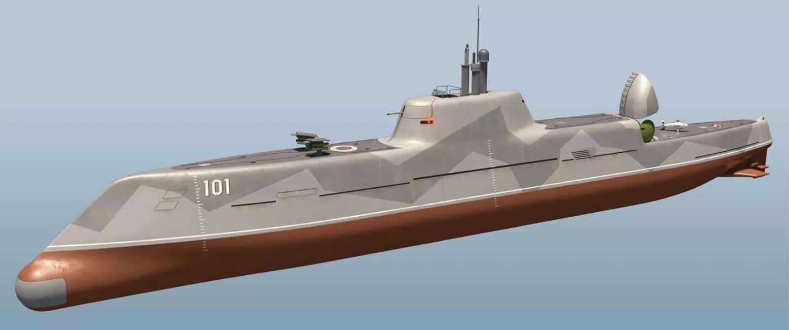 Russian Guardian submersible patrol ship in the new version.  What did CKB Rubin show?