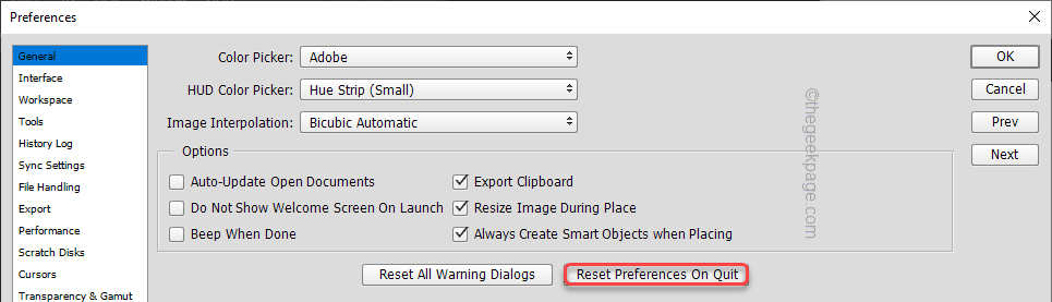 Reset preferences on exit Min