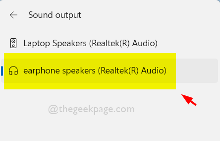 Renamed audio device in Action Center 11zon