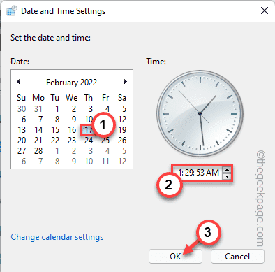 Set time and date correctly Min