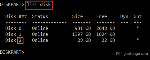 list minimum disk