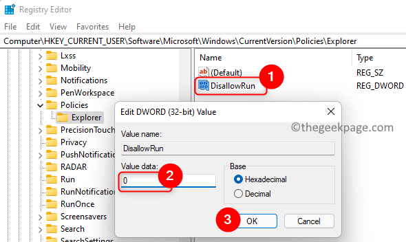 Registry User Software Microsoft Windows Policy Explorer Disallowrun Entry Min