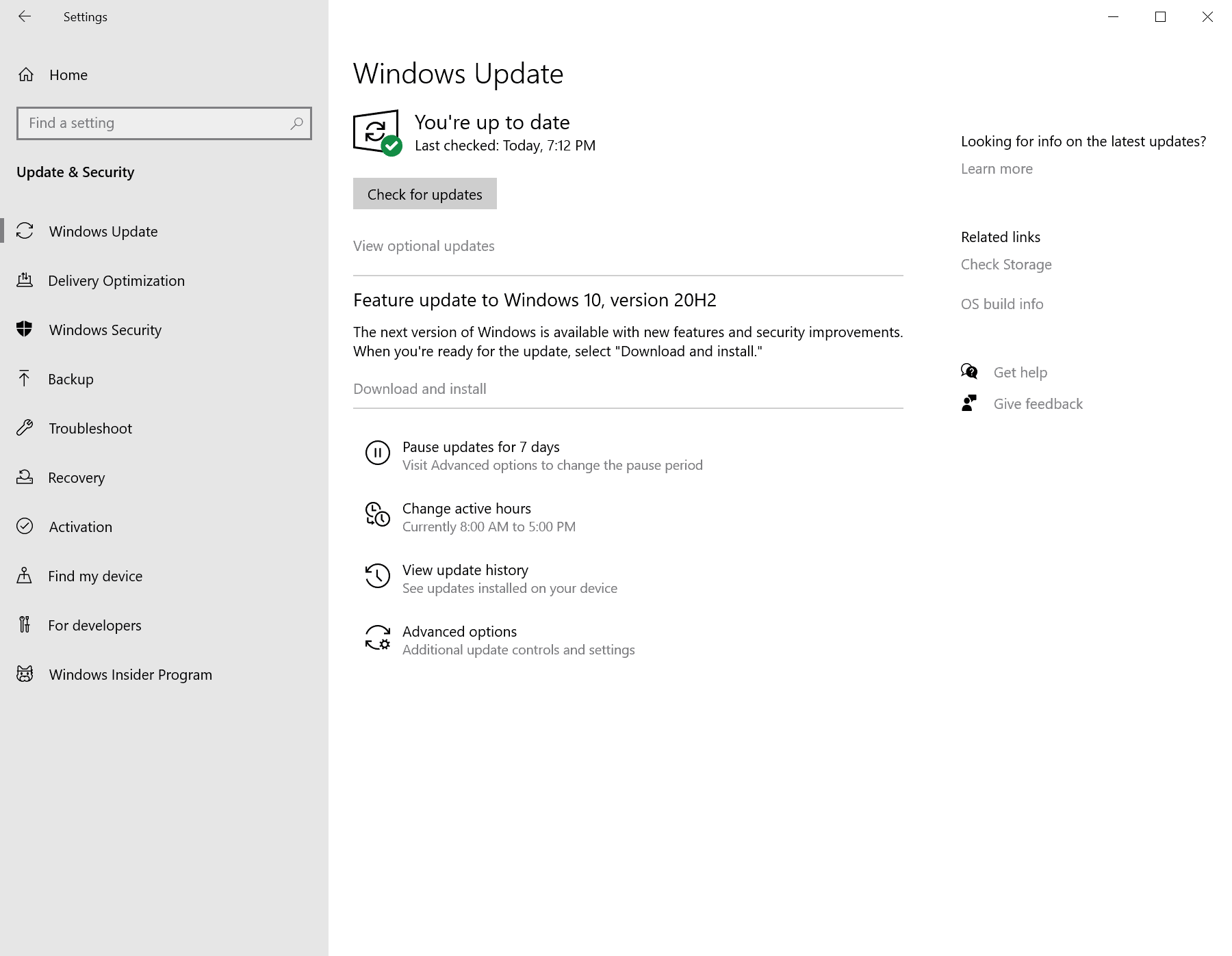 Actualización de funciones de Windows 10 versión 20H2