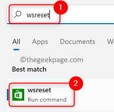 Wsreset Search Run Windows Min key