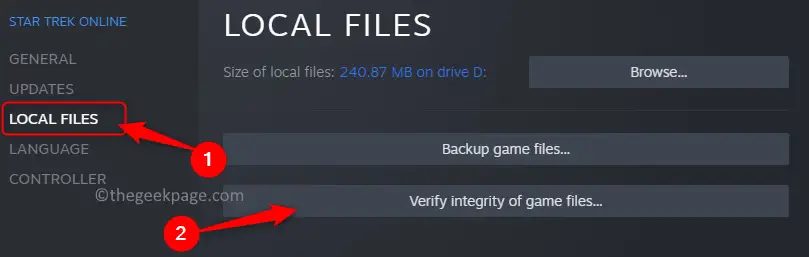 Steam Local Game Files checks the integrity of game files.