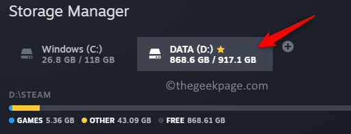 Steam Storage Manager Drive to select the game to move min