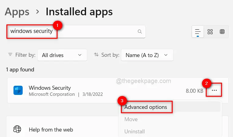 Find installed Windows 11zon security app