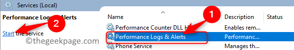 Performance Logs Alerts Start Service Min.