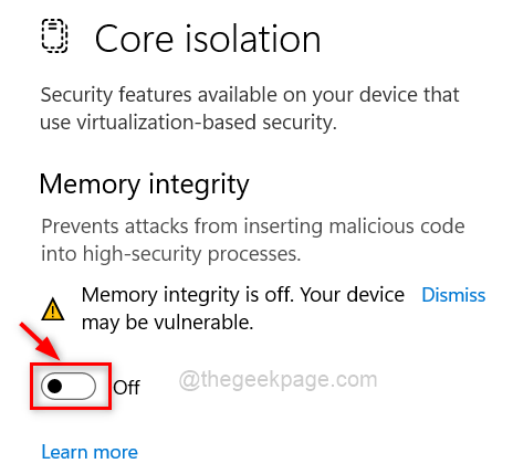 Memory integrity disabled 11zon