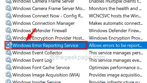 Open the Windows 11zon Error Reporting Service