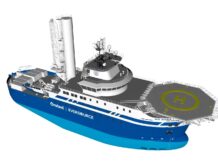 The first service vessel for servicing offshore wind farms in the USA is built