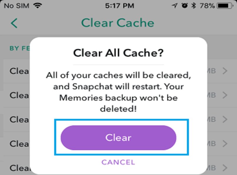 clear snapchat cache on mobile