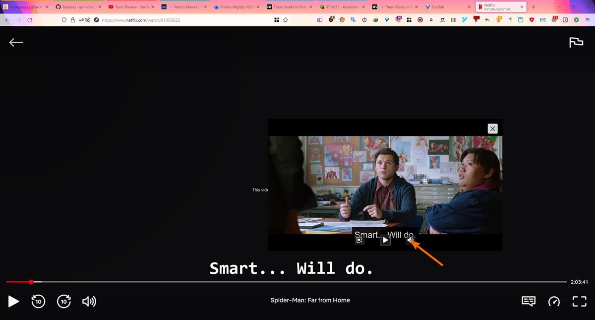 Firefox now shows subtitles for videos in Picture-in-Picture mode in the Nightly channel