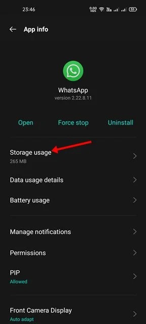 Select storage usage