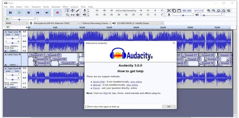 audacity main interface