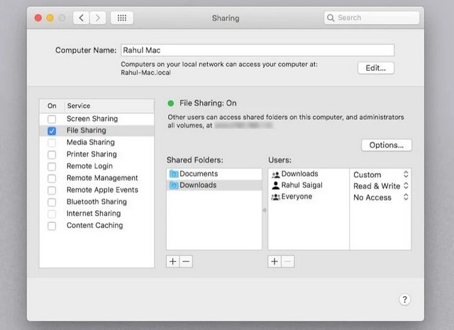 Set up file sharing on a Mac