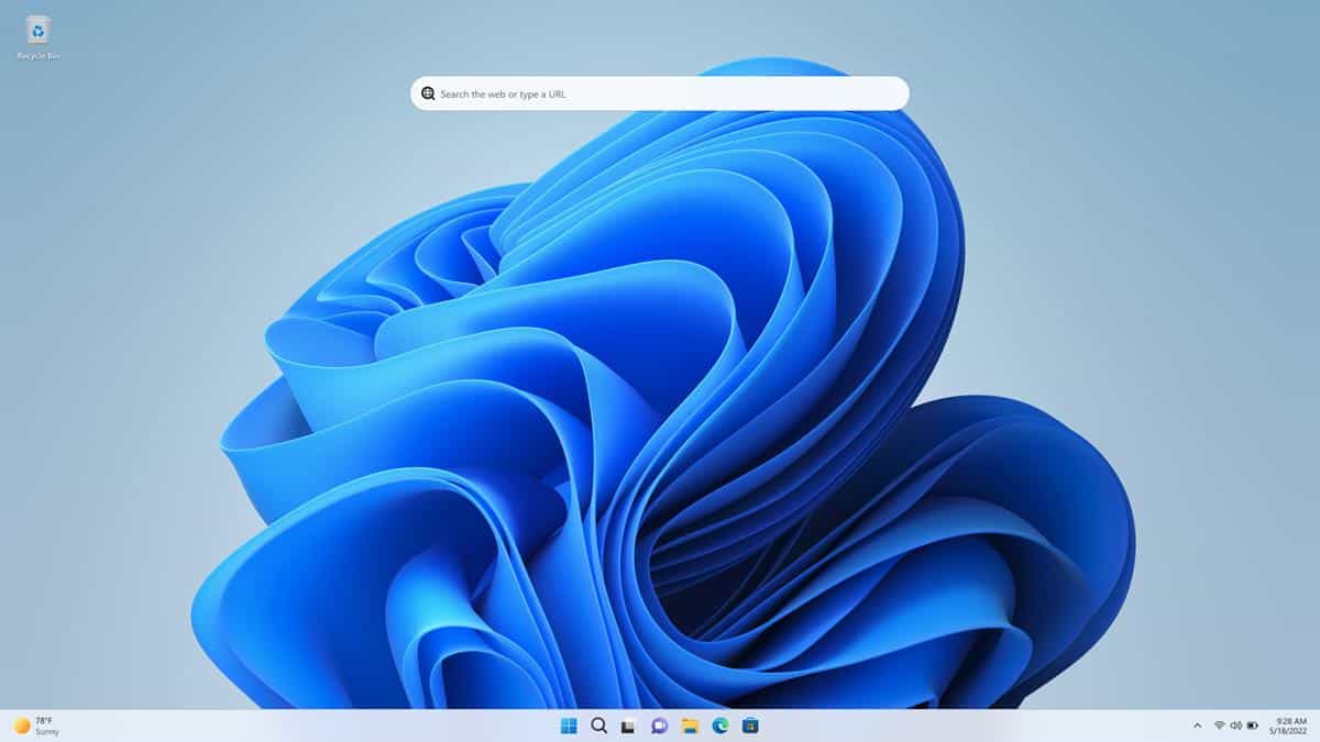 Windows 11 Insider Preview Build 25120 presenta una barra de búsqueda en el escritorio