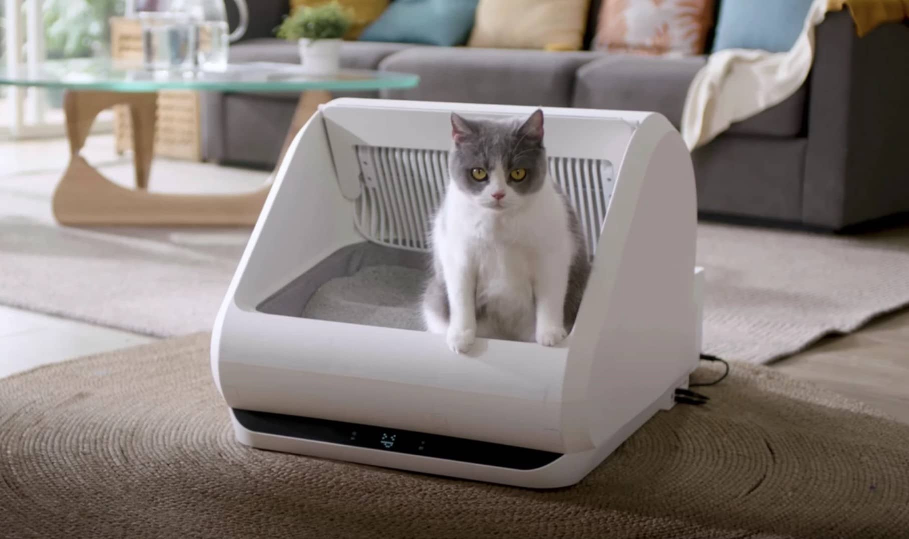 The automatically cleaning Popur X5 litter box frees cats from unpleasant duties