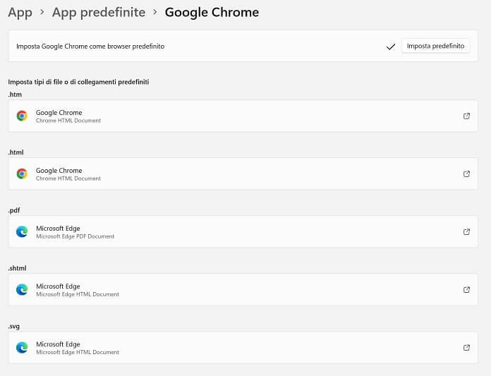 Menu App Predefinite Windows 11 Google Chrome