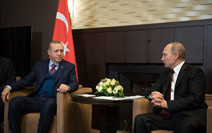 Russian President Vladimir Putin and Turkish President Recep Tayyip Erdogan during a meeting.  November 13, 2017