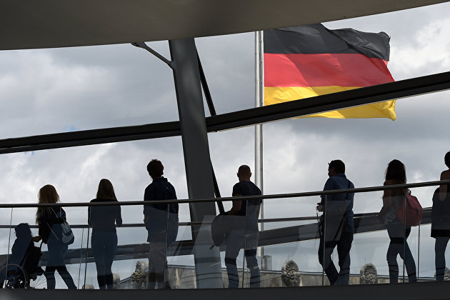 Visitors in the Reichstag building in Berlin, Germany