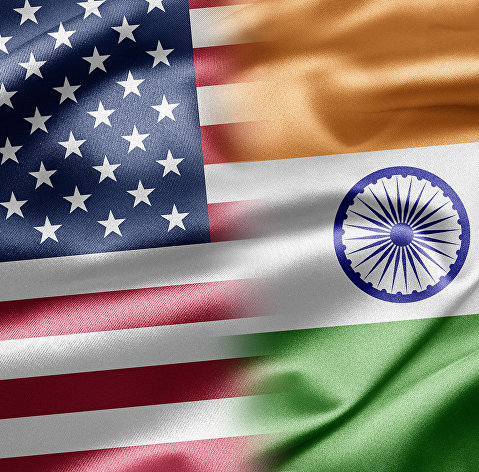 Flags of the USA and India