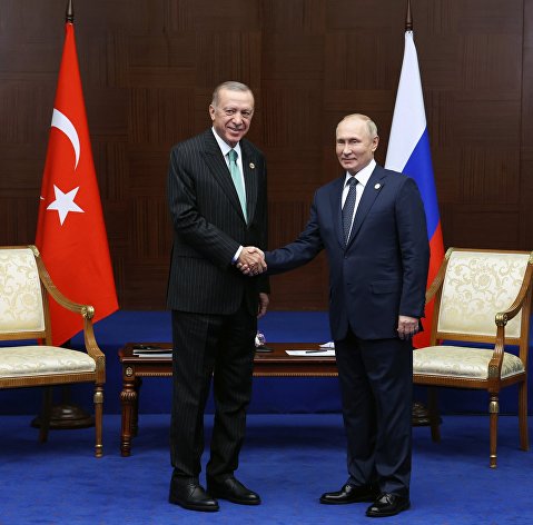 Russian President V. Putin met with Turkish President R. T. Erdogan