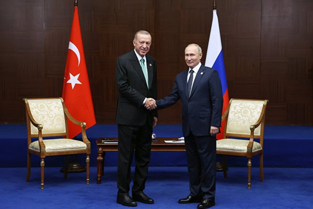 Russian President V. Putin met with Turkish President R. T. Erdogan